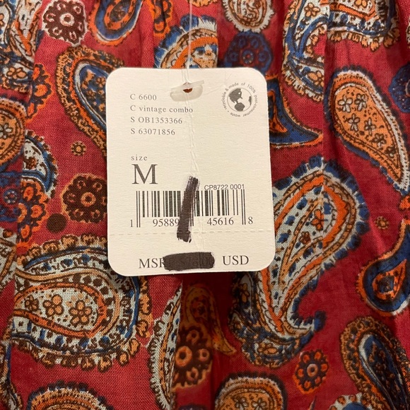 NWT FREE PEOPLE Sundown Paisley Bodysuit in Rust Size Medium - Picture 7 of 8